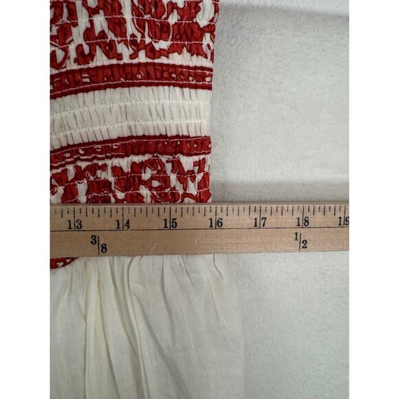 Meadow Rhodes Daisyella Fit And Flare- Off White And Maroon Cotton Dobby Dress s - Picture 4 of 10